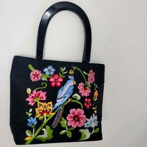 Talbots Vintage Embroidered Silk Handbag